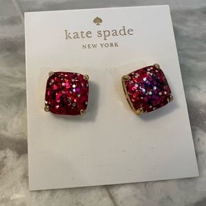 NWT Kate Spade hot pink/red gold stud earrings